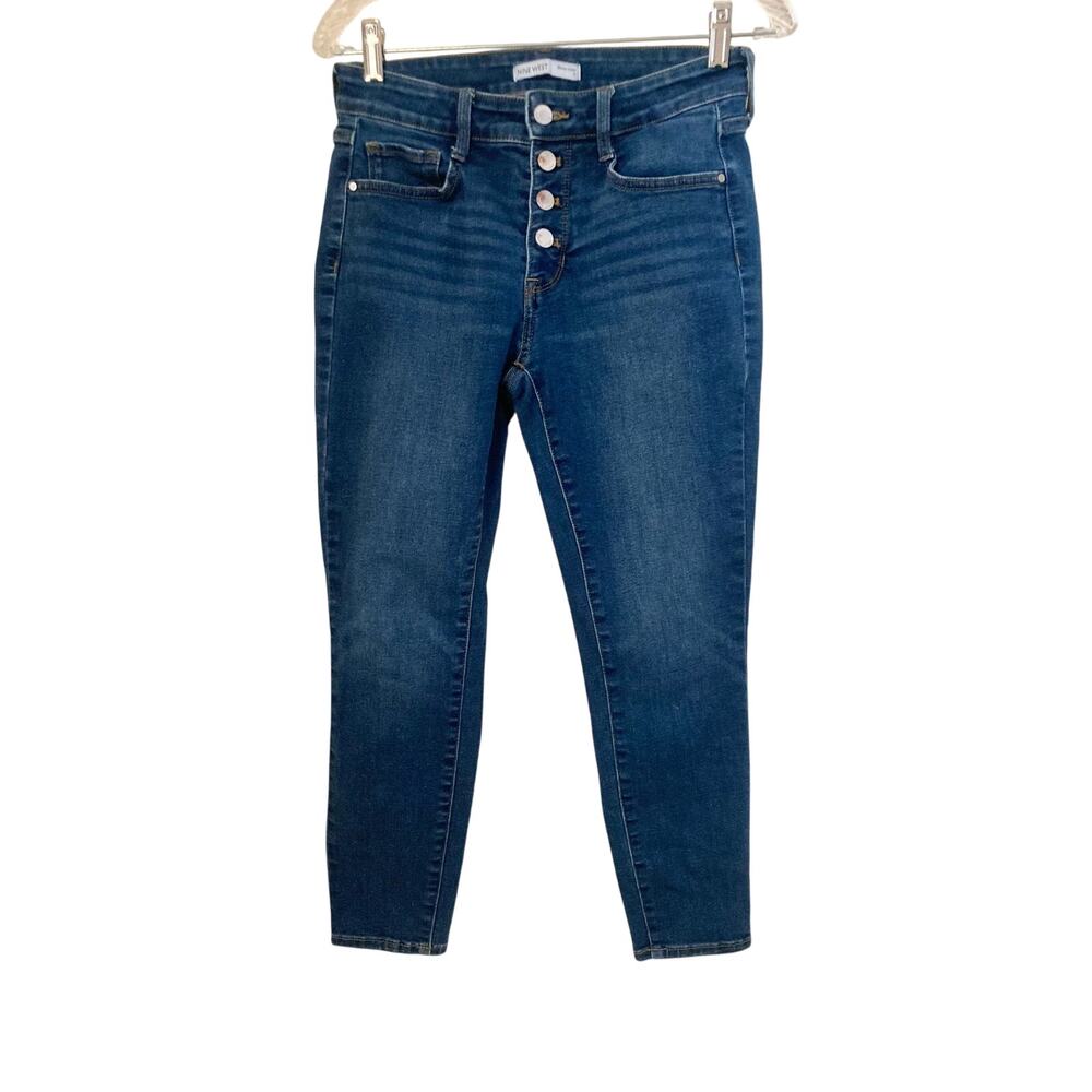 Nine West Women's Denim Jeans Skinny Ankle Size 4 Button Fly Dark Wash